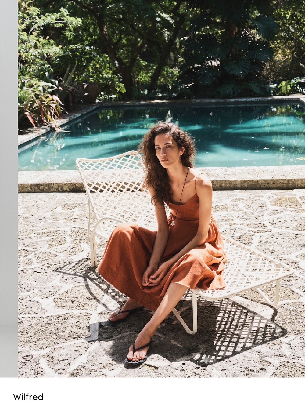 Wilfred Rust Orange Linen Spaghetti-Strap Midi Dress
